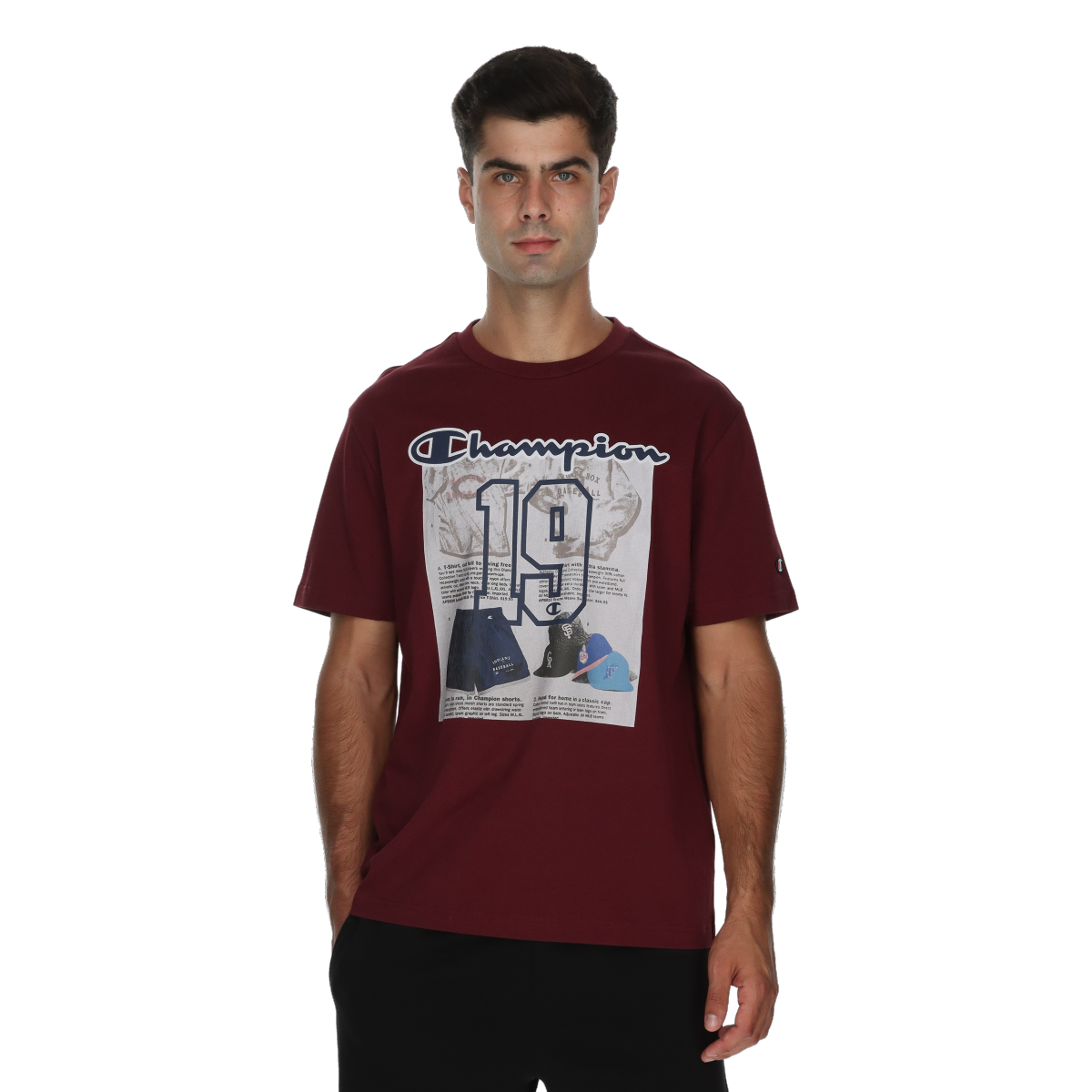 Tričko Champion 19 Graphic Crewneck T-Shirt Vínová | 222124-RS506, 0