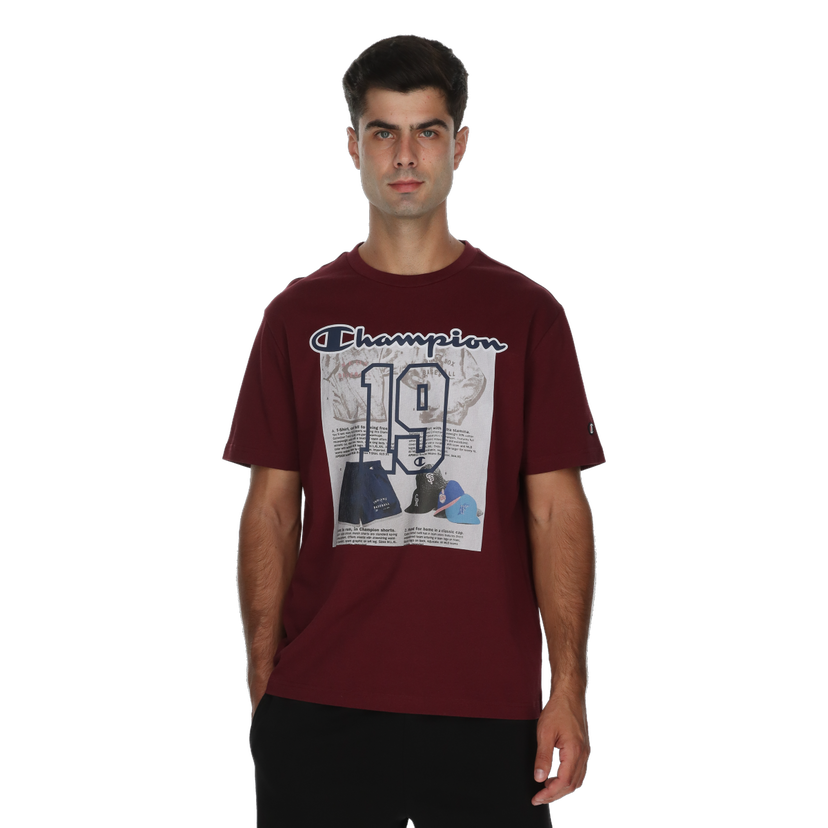 Tričko Champion 19 Graphic Crewneck T-Shirt Vínová | 222124-RS506