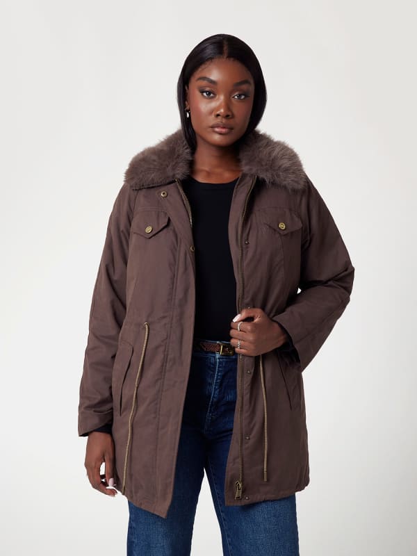 Parka GUESS Faux Fur Collar Parka Jacket Hnedá | W4BL45WGK30, 0