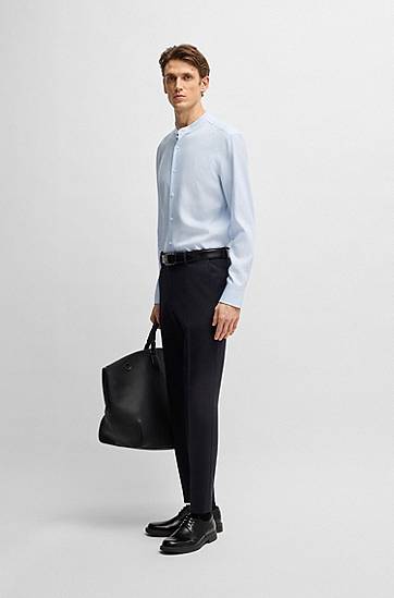 Košeľa BOSS Slim Fit Linen Blend Twill Shirt Modrá | 50539233, 1