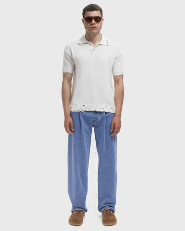 Polo tričko Marni Marni Distressed Knit Polo Shirt Biela | POMG0071Q0-00W01, 2