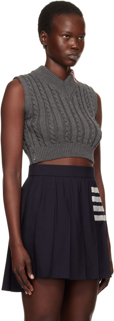 Sukňa Thom Browne Cable Cropped V-Neck Vest Modrá | FKV202A-Y1024, 1