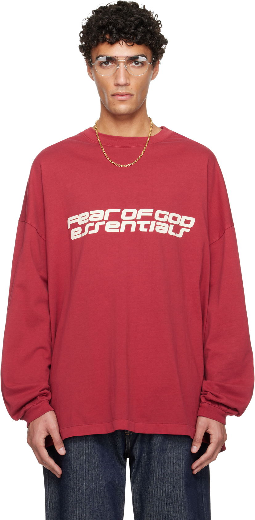 Tričko Fear of God ESSENTIALS Holiday 90s Long Sleeve T-shirt Vínová | 125HO254572F