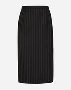 Pinstripe Wool Calf-length Skirt