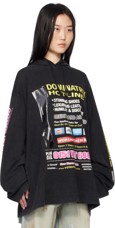 Mikina VETEMENTS Vetements 'Dominatrix Hotline' Jersey Hoodie Čierna | UA66HD880B, 4