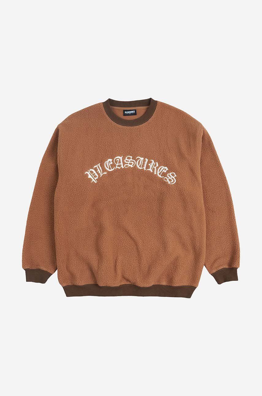 Mikina Pleasures Sherpa Crewneck Sweatshirt Hnedá | P23SP019, 1