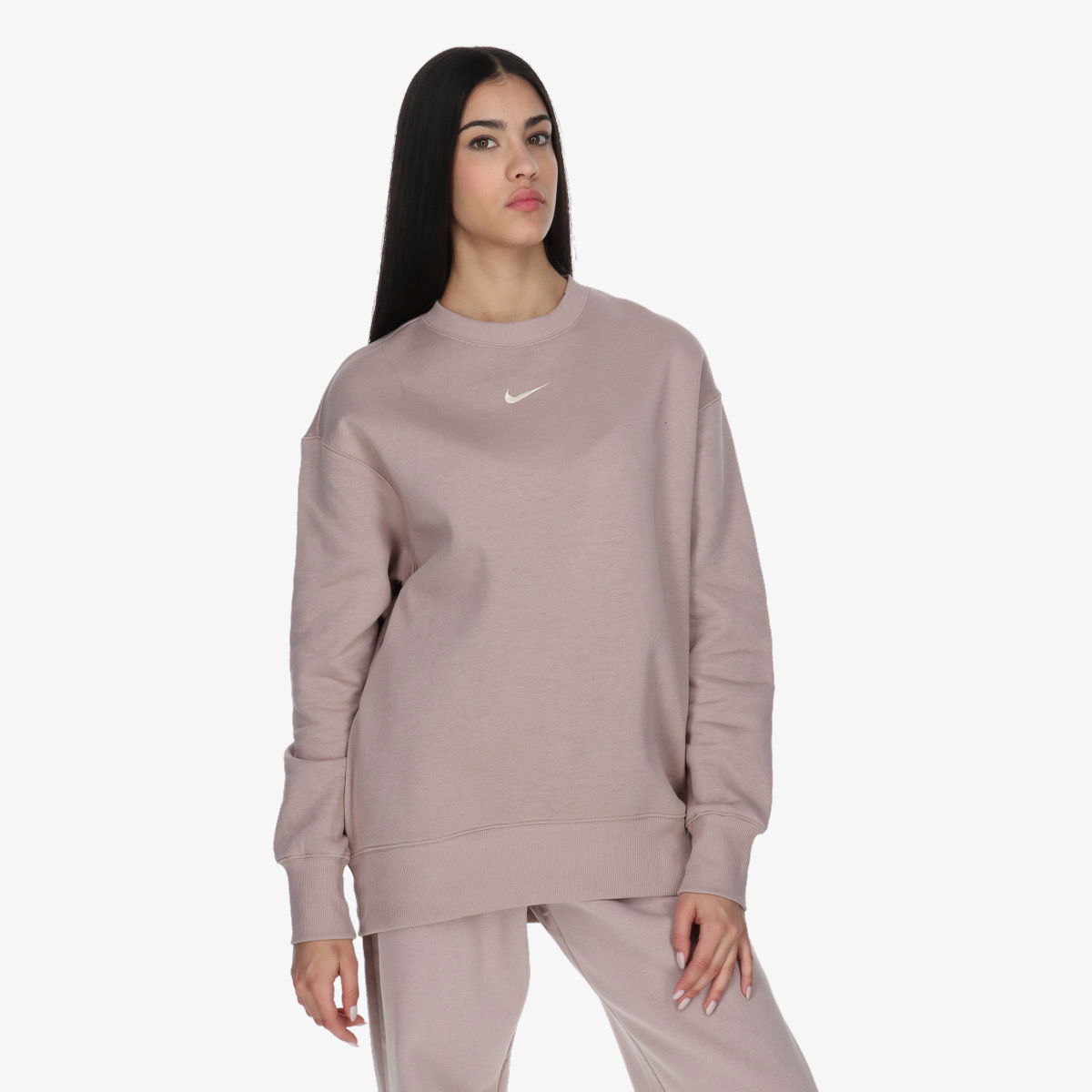 Sveter Nike Nike Phoenix Fleece Oversized Crew Sweat Diffused Taupe/Sail Béžová | DQ5733-272, 1