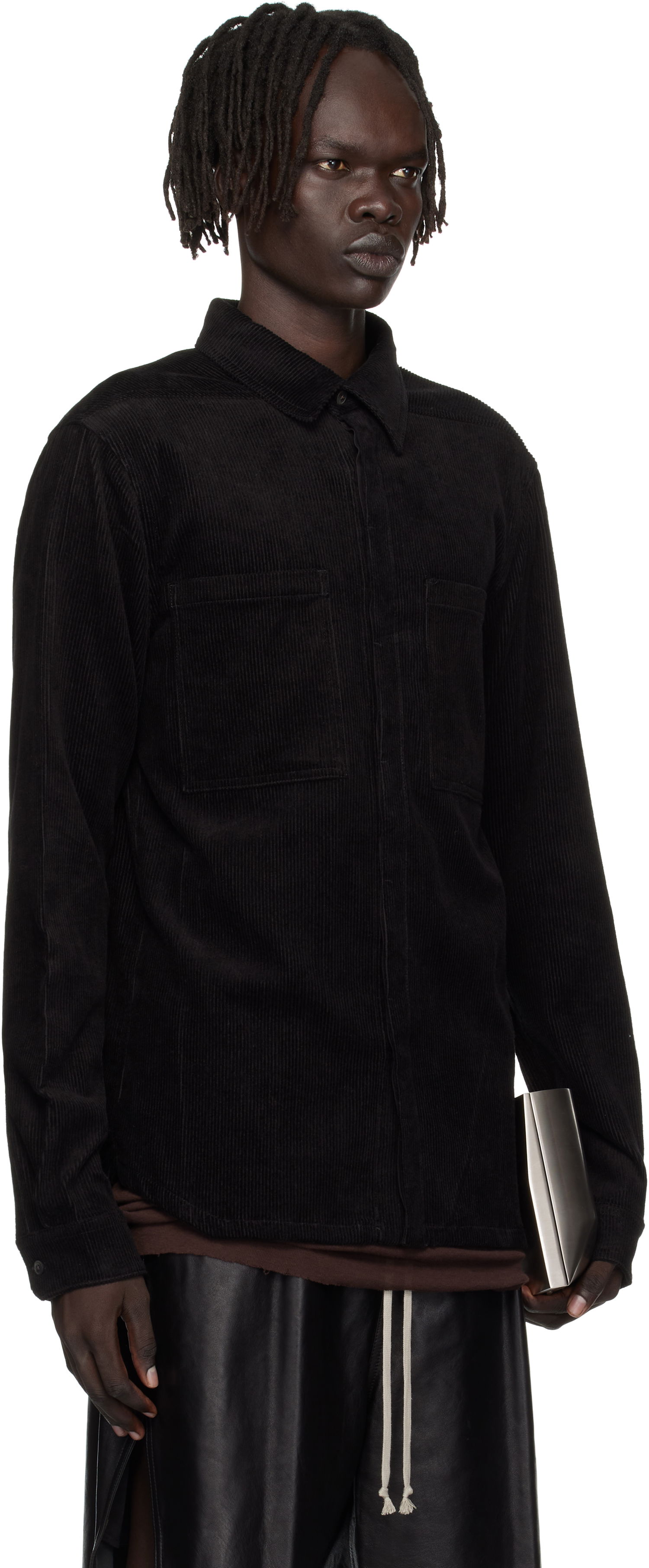 Košeľa Rick Owens Rick Owens Concordians Corduroy Work Shirt Čierna | RU02E1292 MLC9, 1