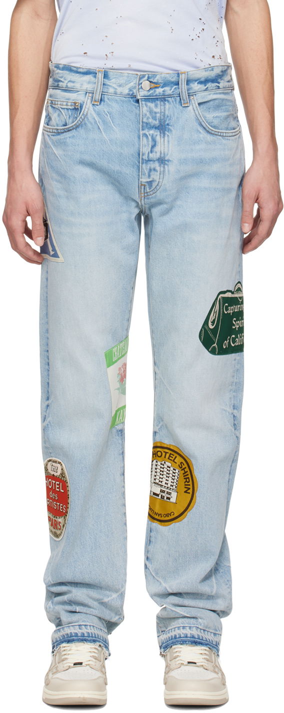 Džínsy AMIRI AMIRI Travel Patch Jeans Modrá | AMDNGG1001, 0