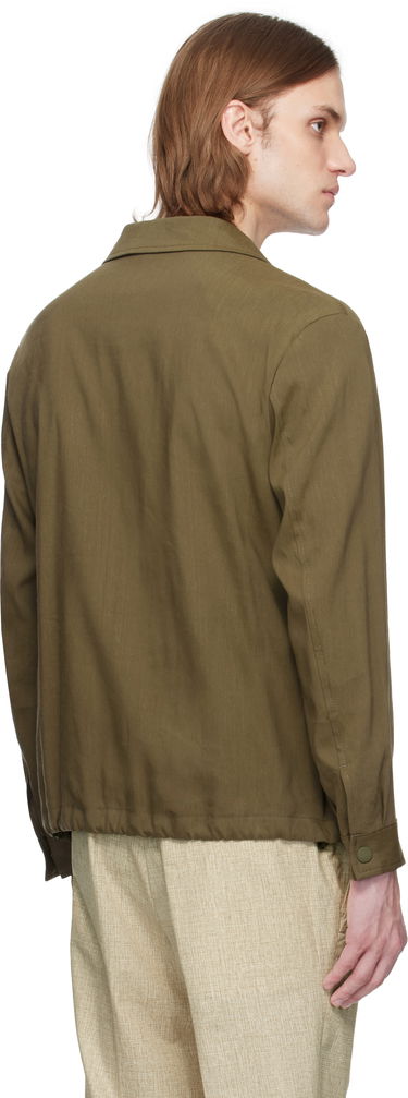 Bunda BOSS BOSS Relaxed-Fit Zipped Overshirt Zelené | 50540701, 2