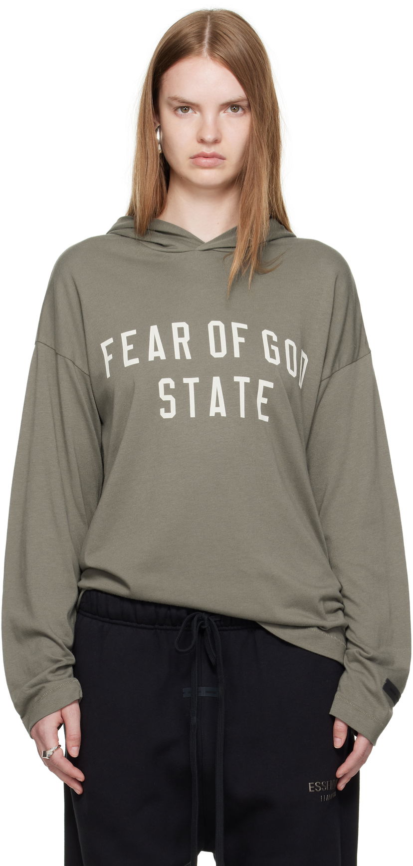 Mikina Fear of God ESSENTIALS State Long Sleeve Hoodie Zelené | 125SP257177FW