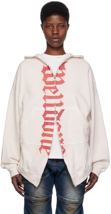 Mikina We11done We11done Printed Zip-Up Hoodie Béžová | WD-TJ0-24-812-U-WH, 0