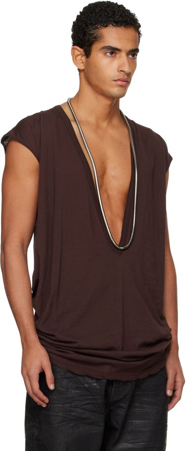 Tričko Rick Owens DRKSHDW Concordians Dylan Deep V-neck T-shirt Hnedá | DU02E7157 BH, 1