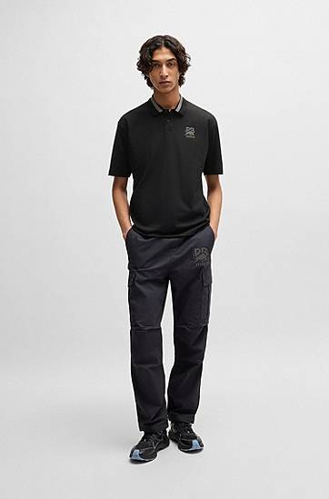 Polo tričko BOSS HUGO x RB Stretch-Cotton Polo Shirt Čierna | 50542748, 1