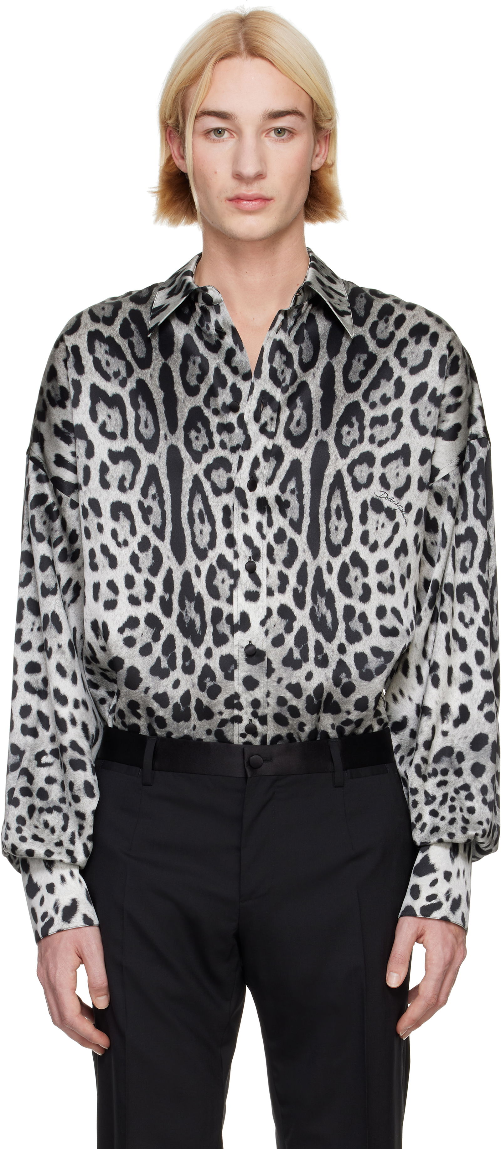 Dolce&Gabbana Super-Oversize Leopard-Print Silk Shirt