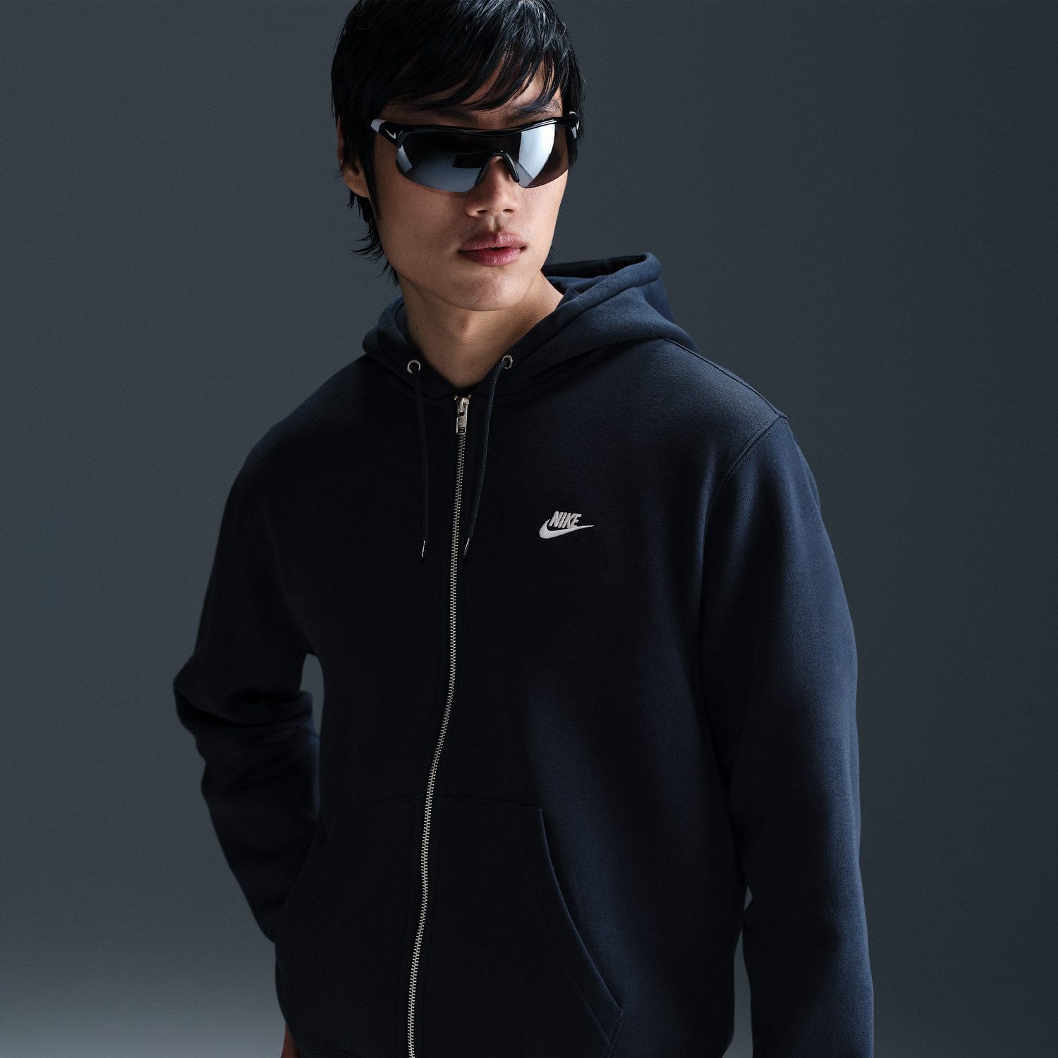 Mikina Nike Nike Club Fleece Full-Zip Hoodie Navy | FN3861-451, 0