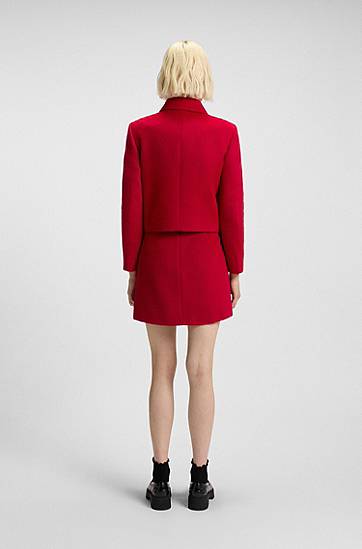 Bunda BOSS Regular-fit cropped jacket with metallic buttons Červená | 50547602, 1
