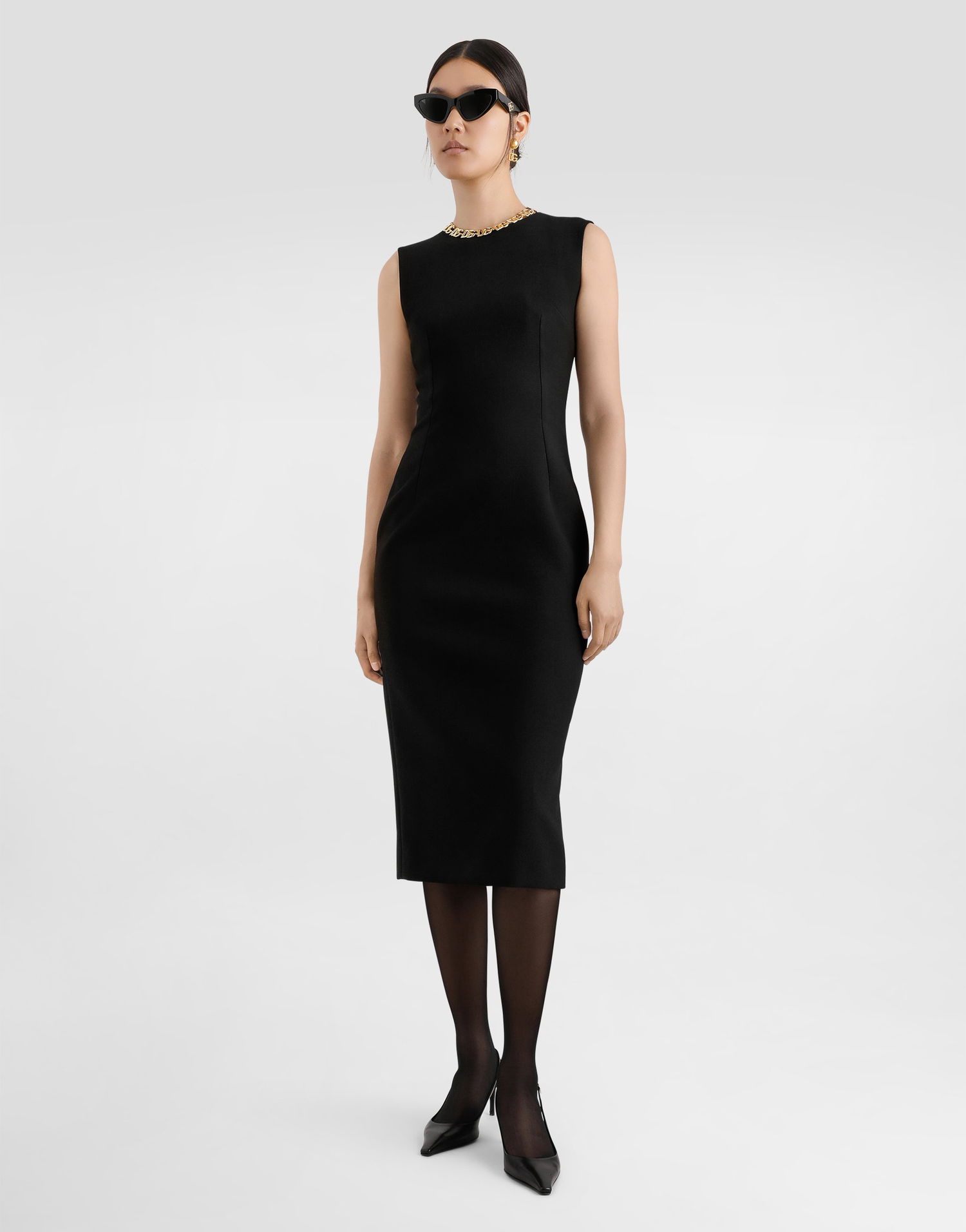 Šaty Dolce & Gabbana Dolce & Gabbana Wool Sleeveless Dress with Leopard Print Detail Čierna | F6GASTGDCSXN0000, 1