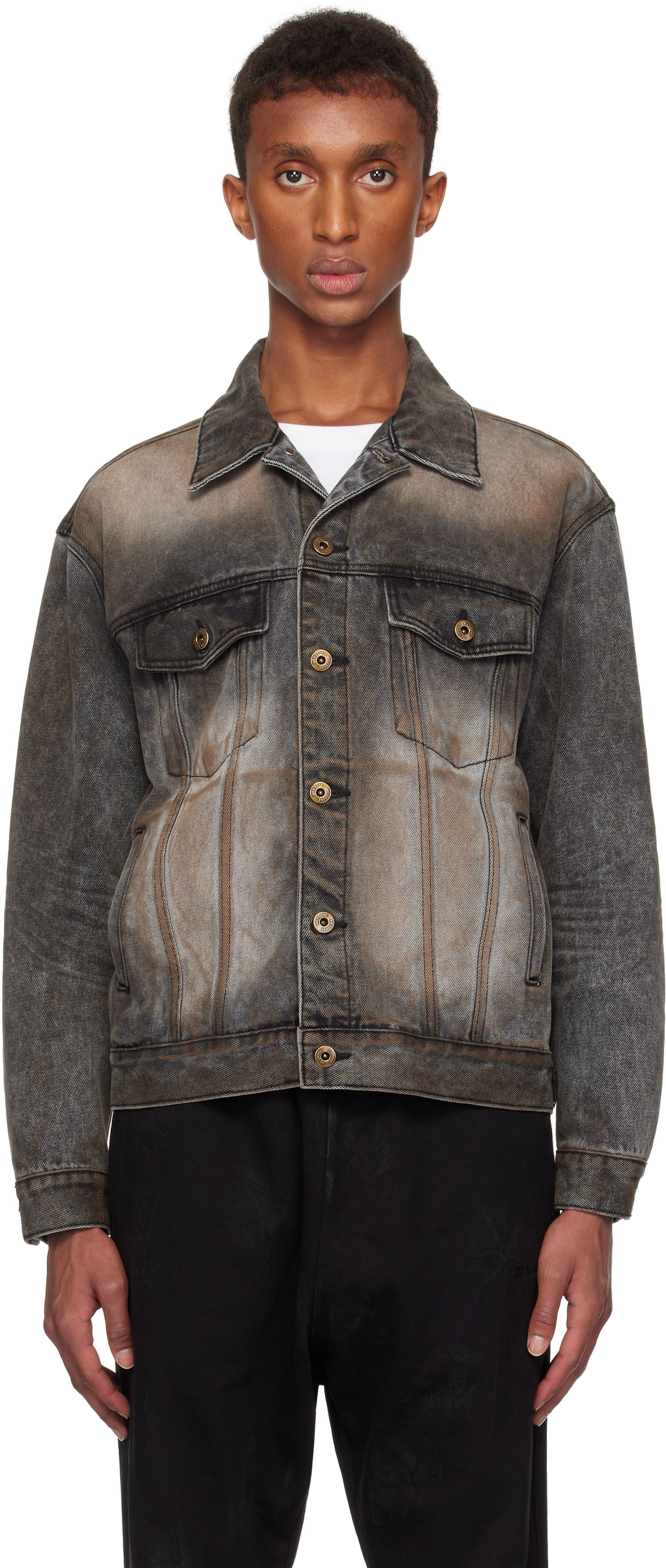 Bunda We11done We11done Washed Denim Jacket Šedá | WD-DJ3-24-315-U-BK, 0