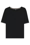 Stretch Fabric T-Shirt with Satin Inserts