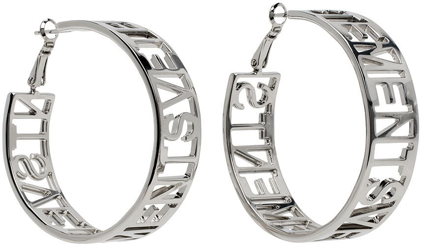Náušnice VETEMENTS Small Logo Hoop Earrings Šedá | UE64EA180S, 1