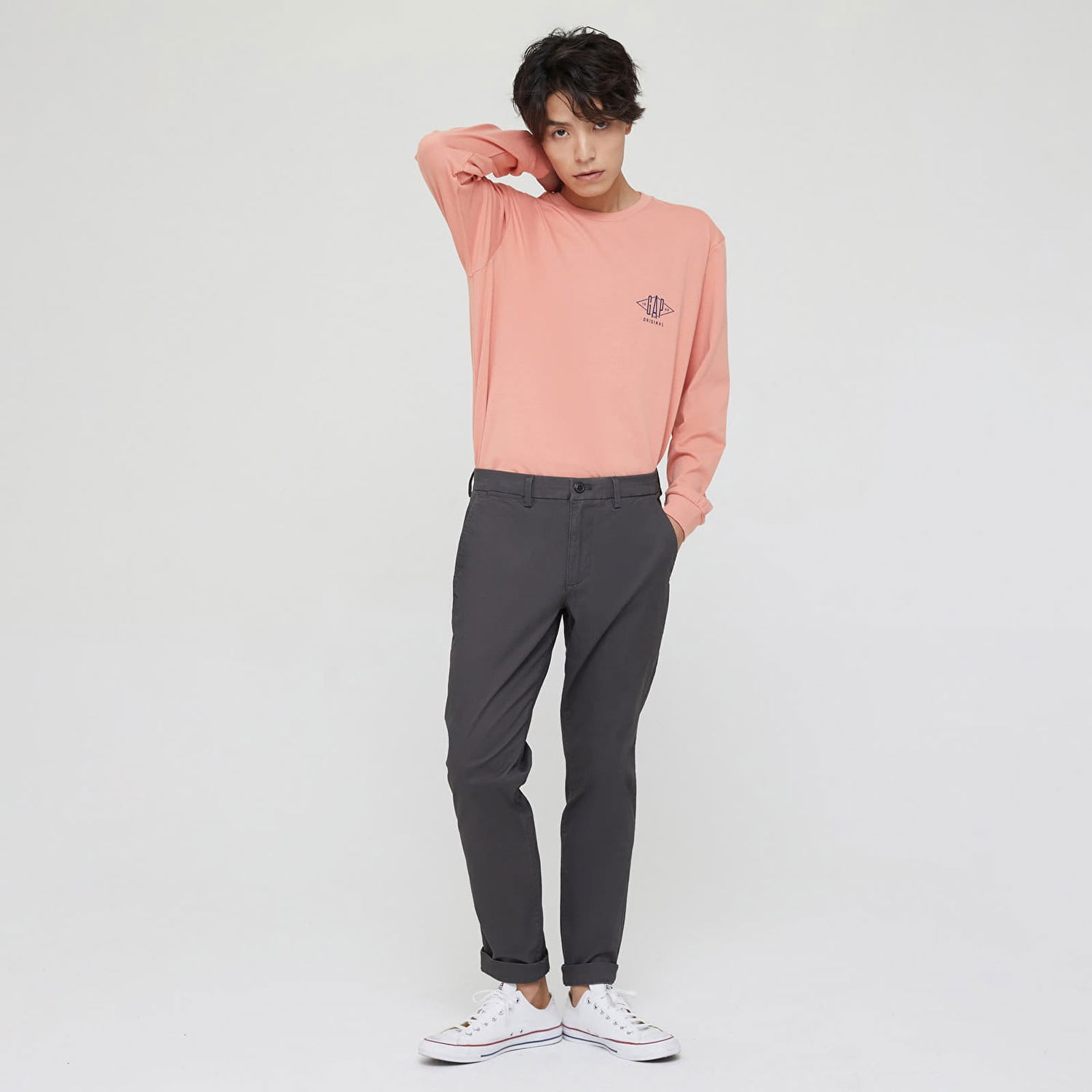 Nohavice GAP Chino Slim Fit Pants Soft Black Šedá | 500357-00, 1