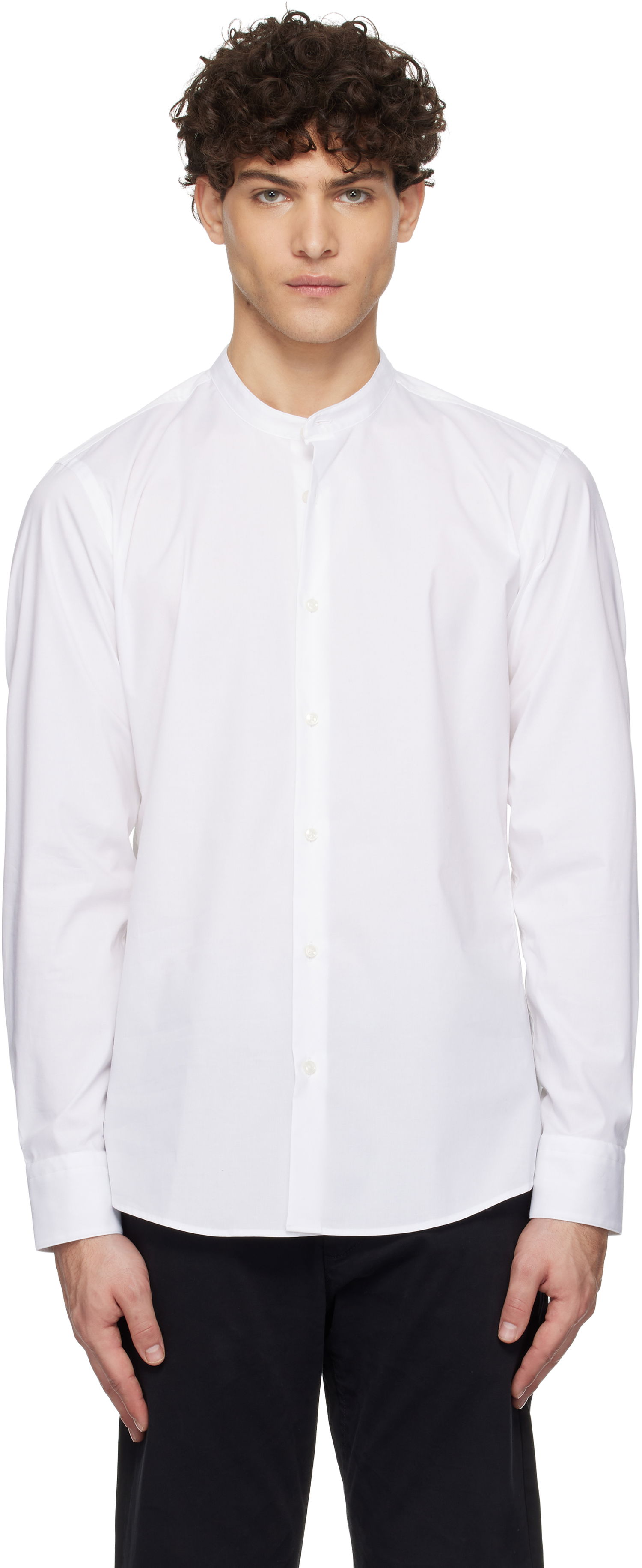 Košeľa BOSS Slim-Fit Band Collar Shirt Biela | 50532882, 0