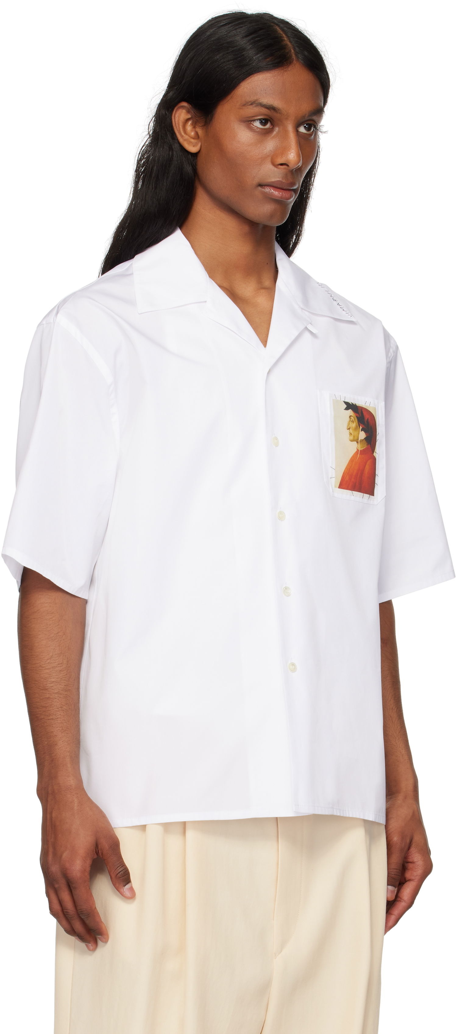Košeľa Marni Marni Dante Patch Poplin Bowling Shirt Biela | CUMU0213X2 USCX66, 1