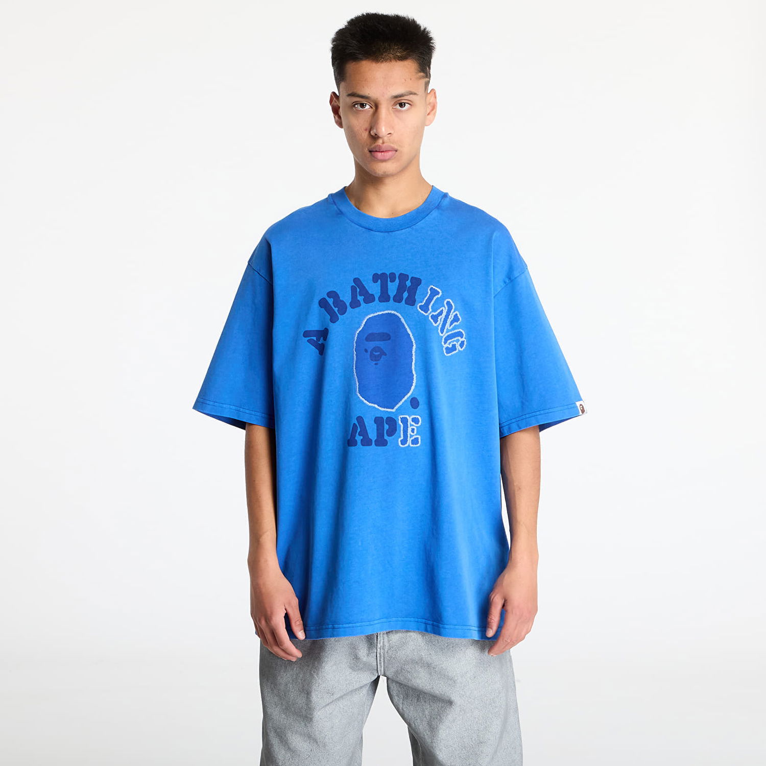 Tričko BAPE Garment Dye College Relaxed Fit T-Shirt Modrá | 001CSK801314M BLU, 0