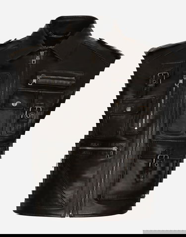 Vesta Dolce & Gabbana Dolce & Gabbana Multi-Pocket Leather Vest Čierna | G9AXKLHULUZN0000, 0