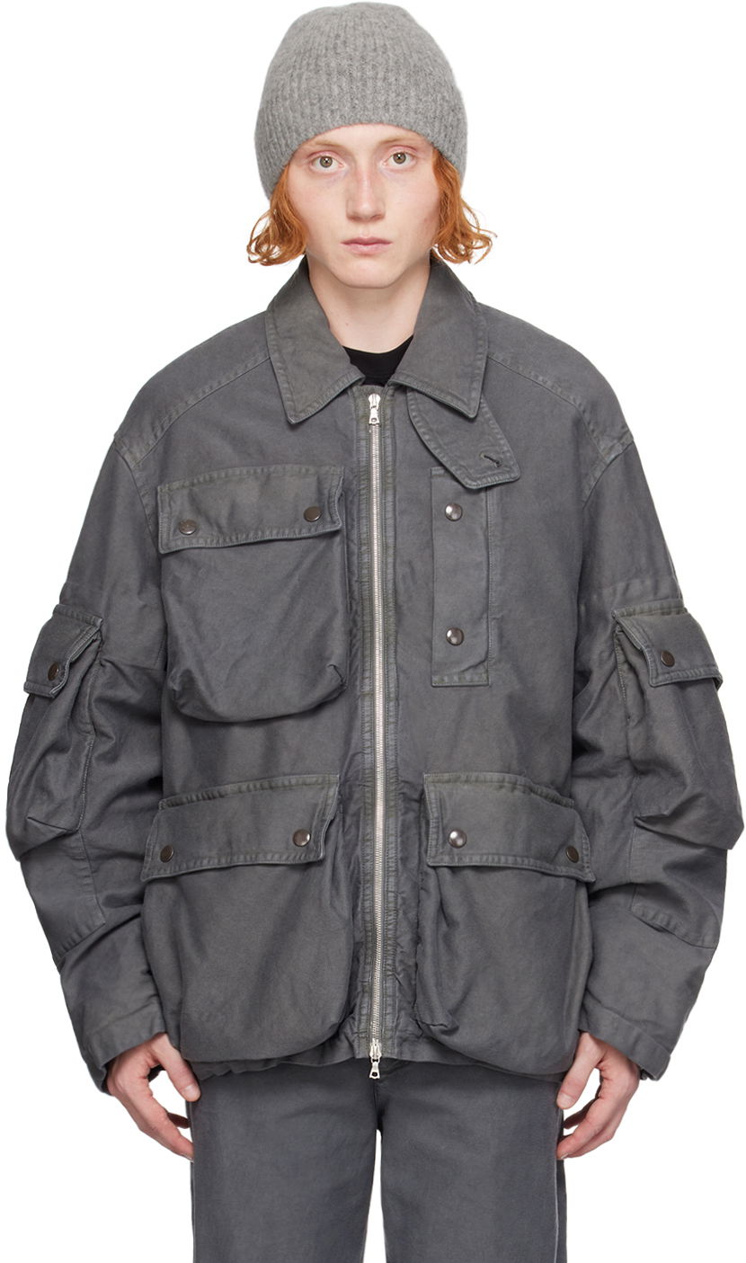 Bunda Dries Van Noten Gray Flap Pocket Jacket Šedá | 242-020514-9302, 0