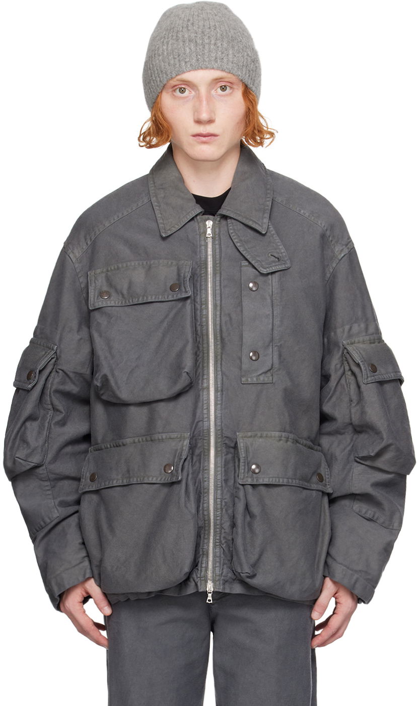 Bunda Dries Van Noten Gray Flap Pocket Jacket Šedá | 242-020514-9302