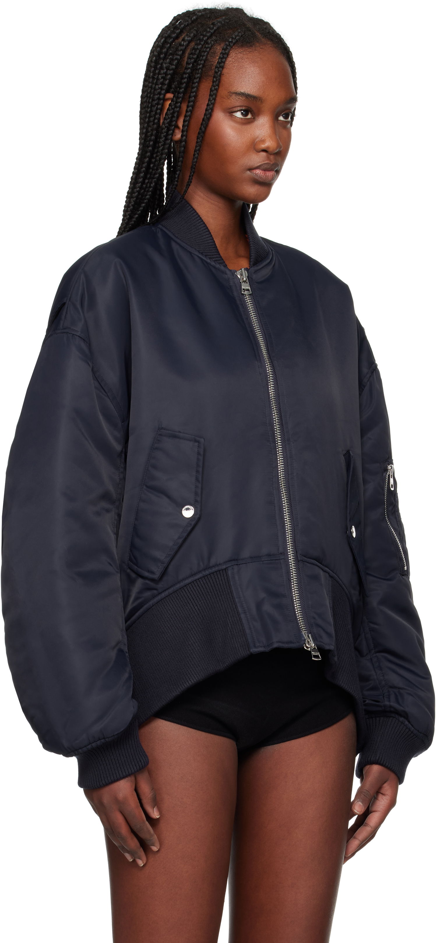 Bomber bunda JW Anderson JW Anderson Oversized Bomber Jacket with Curved Hem Navy | JK0381-PG1696, 1