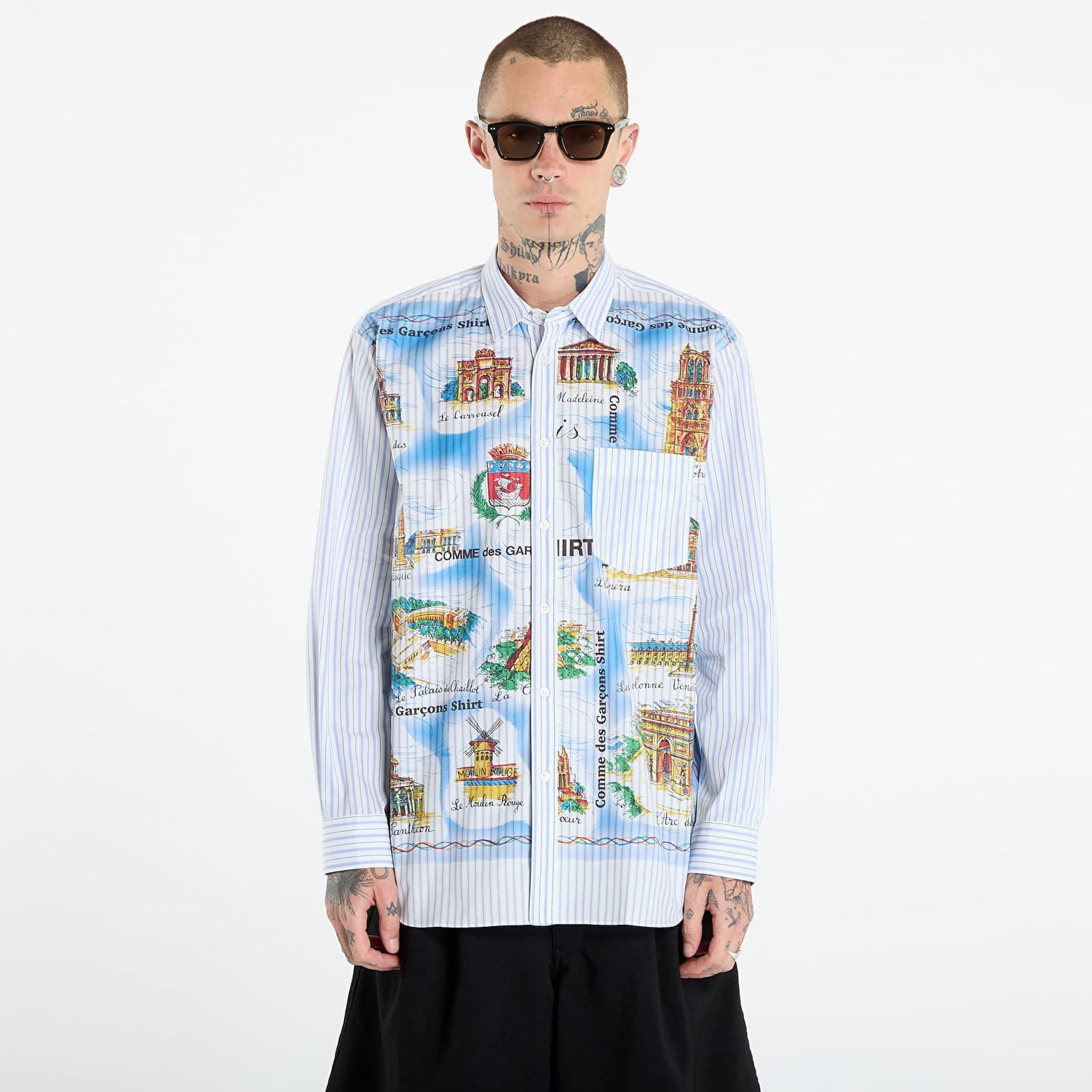 Košeľa Comme des Garçons Comme des Garçons SHIRT Striped Shirt With Paris Map Print Rôznofarebný | FP-B058-W25 White, 0