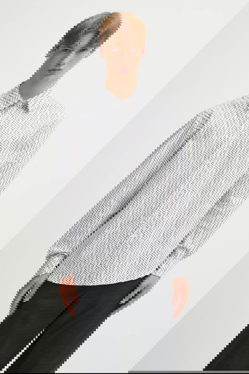 Košeľa KENZO Weave Relaxed Fit Shirt with Classic Collar Biela | FF65CH4029JD, 0