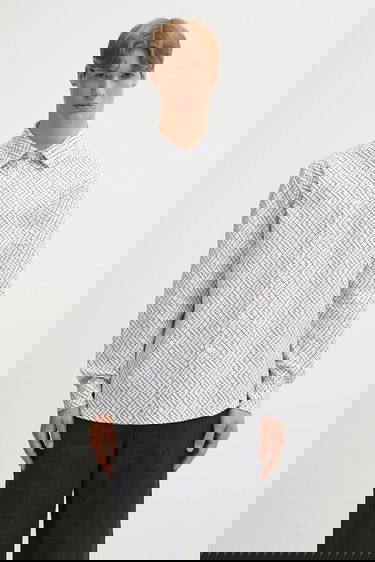 Košeľa KENZO Weave Relaxed Fit Shirt with Classic Collar Biela | FF65CH4029JD, 0