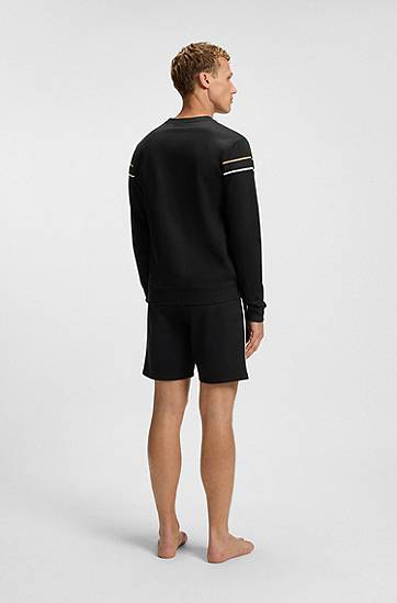 Mikina BOSS BOSS Cotton-terry Sweatshirt with Signature Stripe Čierna | 50545589, 1