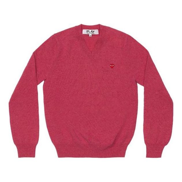 Sveter Comme des Garçons COMME des GARCONS PLAY V-Neck Pullover with Small Red Heart Ružová | AZ-N077-051-4