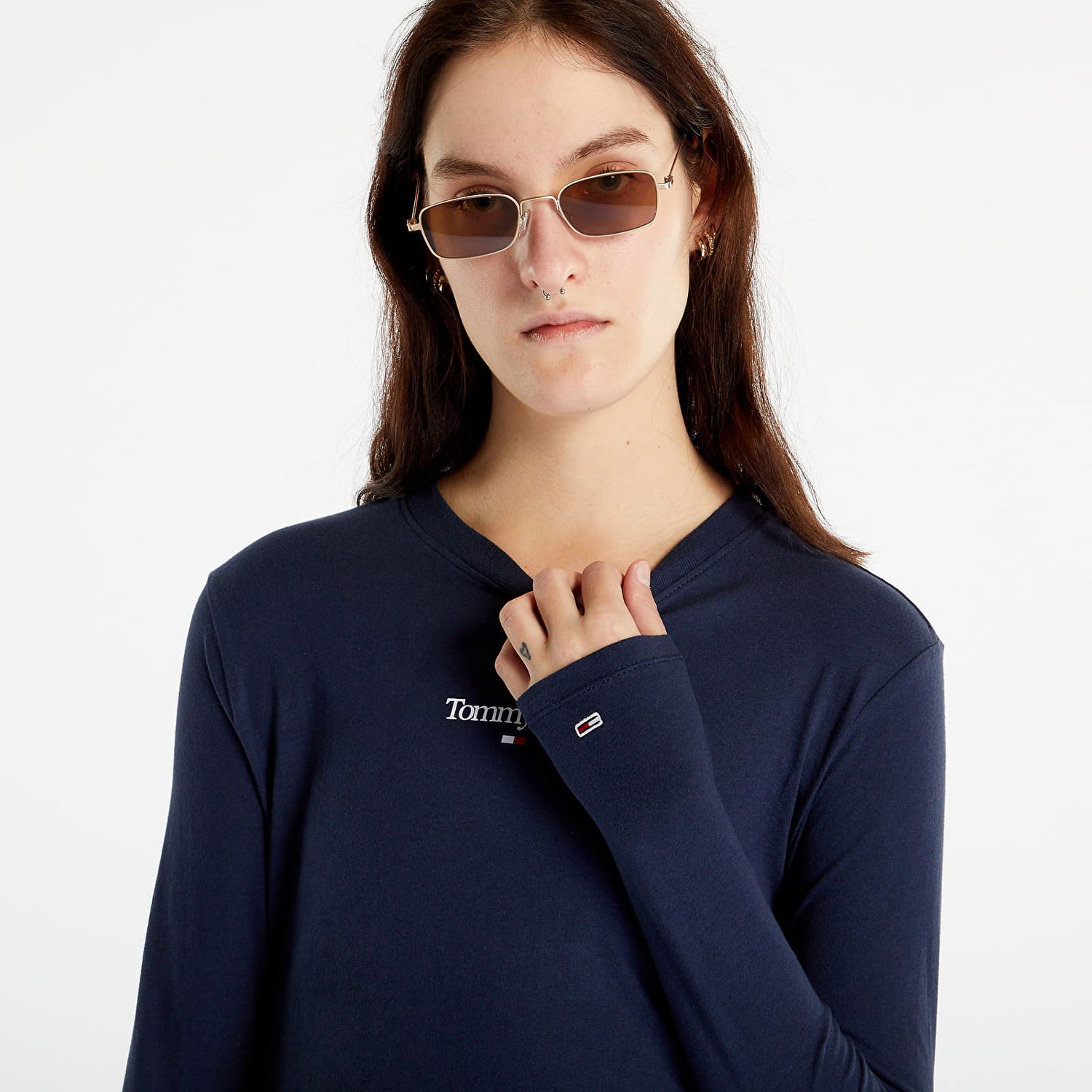 Tričko Tommy Hilfiger Crop Essential Long Sleeve T-Shirt Navy | DW0DW15443 C87, 0