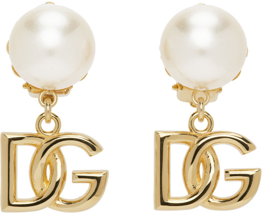 Náušnice Dolce & Gabbana Gold Pearl Logo Earrings Metalická | WEO2N1 W1111, 0