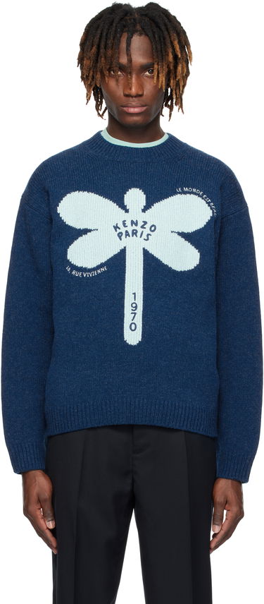 Sveter KENZO Kenzo Paris 'KENZO Dragonfly' Embroidered Wool Sweater Modrá | FF55PU7163CA, 0