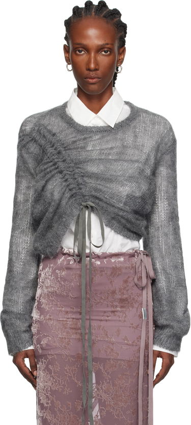 Sveter Ann Demeulemeester Ann Demeulemeester Zinaida Drawstring Sweater Šedá | 2520-W-KN35-KN069-088, 0