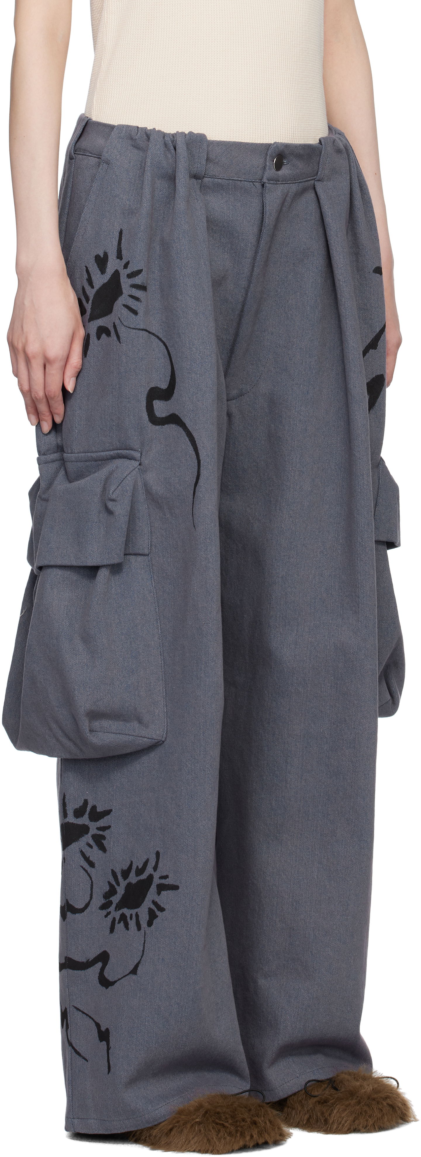 Cargo nohavice Collina Strada Collina Strada Pleated Denim Cargo Pants Šedá | XX6038, 1