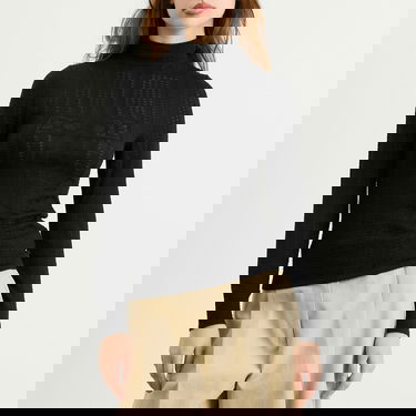 Sveter Bode Louise Patterned Knit Mock Neck Long Sleeve Top Čierna | WRF25KT006-BLACK, 2