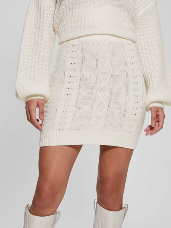 Sukňa GUESS Cable Knit Sweater Mini Skirt Béžová | W4RD58Z37L1, 0