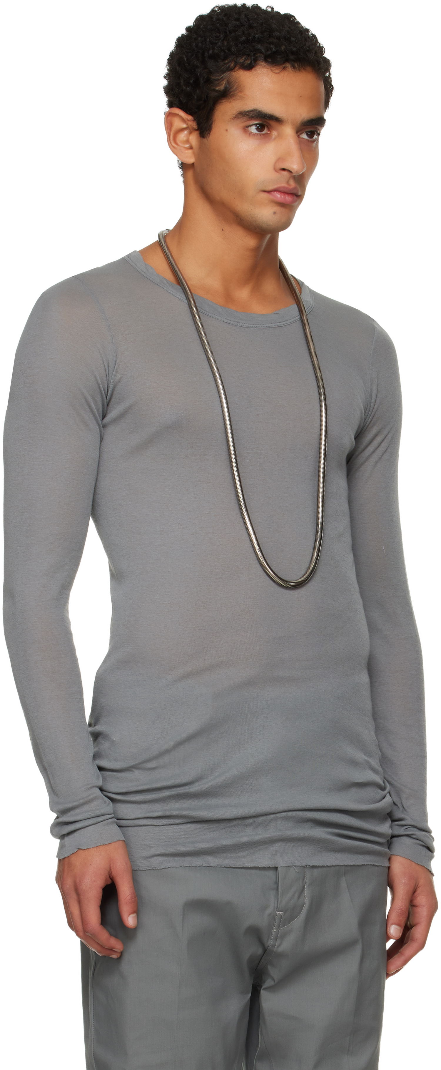 Tričko Rick Owens Rick Owens Concordians Rib Long-Sleeve T-shirt Šedá | RU02E1250 MR, 1