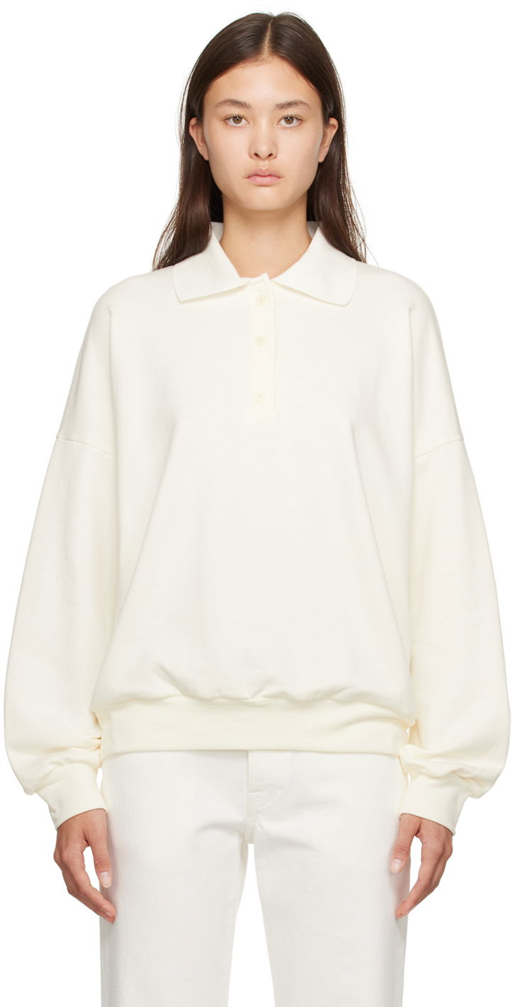 Mikina The Row Corzas Oversized Polo Sweatshirt Biela | 5748-K290