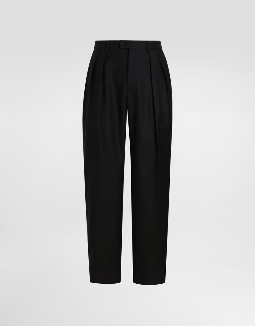 Nohavice Dolce & Gabbana Dolce & Gabbana Wool Gabardine Pleated Trousers 54 Čierna | GP166TFU21EN0000