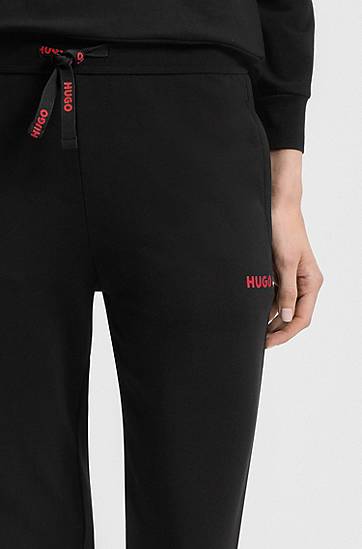 Súprava BOSS Cotton-blend Tracksuit Bottoms with Embellished Drawstring and Leg Detail Čierna | 50556326, 1