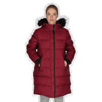 Elena Long Hooded Puffer Jacket with Faux Fur